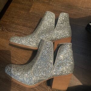 Silver Glitter Women's Ankle Boots